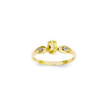 Girls Diamond Birthstone Ring - Genuine Citrine Birthstone with Diamond Accents - 14K Yellow Gold - Size 5 - Special Order - BEST SELLER