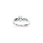 Girls Diamond Birthstone Ring - Genuine Aquamarine Birthstone with Diamond Accents - 14K White Gold - Size 5 - BEST SELLER