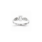 Girls Diamond Birthstone Ring - Genuine White Topaz Birthstone with Diamond Accents - 14K White Gold - Size 5 - Special Order - BEST SELLER