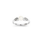 Girls Diamond Birthstone Ring - Freshwater Cultured Pearl Birthstone with Diamond Accents - 14K White Gold - Size 5 - Special Order - BEST SELLER