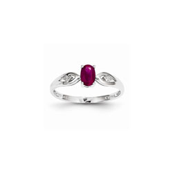 Girls Diamond Birthstone Ring - Genuine Ruby Birthstone with Diamond Accents - 14K White Gold - Size 5 - Special Order - BEST SELLER/
