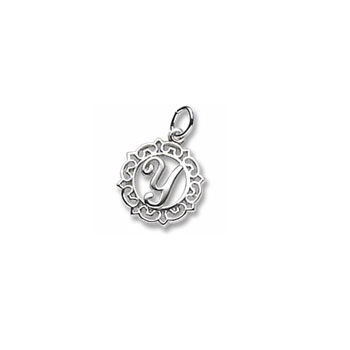 Rembrandt Ornate Script Initial Y - Sterling Silver 