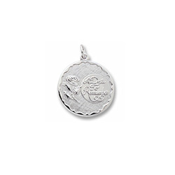 A Date to Remember - Large Round Sterling Silver Rembrandt Charm – Engravable on back - Add to a bracelet or necklace /