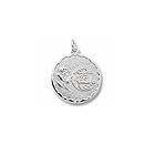 A Date to Remember - Large Round Sterling Silver Rembrandt Charm – Engravable on back - Add to a bracelet or necklace 