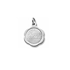 Happy Anniversary - Small Round Sterling Silver Rembrandt Charm – Engravable on back - Add to a bracelet or necklace 