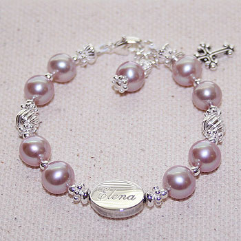 Amelia Grace - Personalized Baby Bracelet - Fine Cultured Pearls