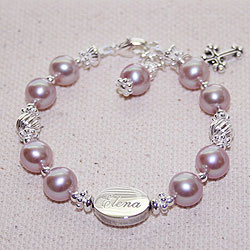 Amelia Grace - Personalized Baby Bracelet - Fine Cultured Pearls/