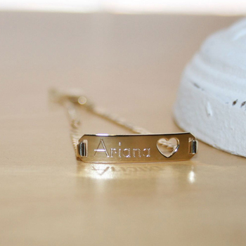 Adorable Kids Heart Engravable ID Bracelet - Solid 14K Yellow Gold - Curb Link - Size 5.5" (Toddler - 7 years) - BEST SELLER
