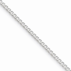 14K White Gold 2.5mm Light Weight Curb Link Necklace Chain - 16