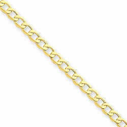 14K Yellow Gold 3.35mm Light Weight Curb Link Necklace Chain - 16