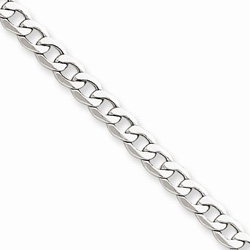 14K White Gold 4.3mm Light Weight Curb Link Necklace Chain for Boys - 16