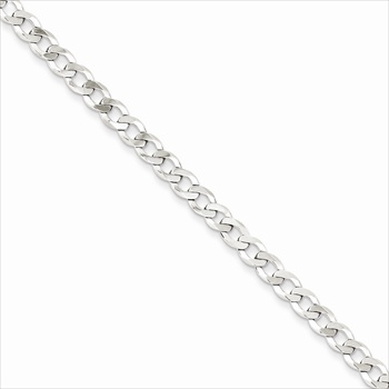 Silver 4.5mm Flat Curb Link Necklace Chain - 16" length