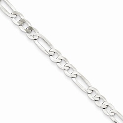 Silver 4.5mm Flat Figaro Necklace Chain - 16