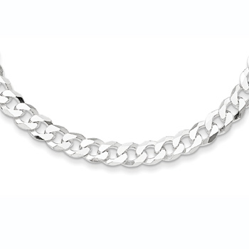Silver 4.5mm Beveled Curb Link Necklace Chain - 16" length