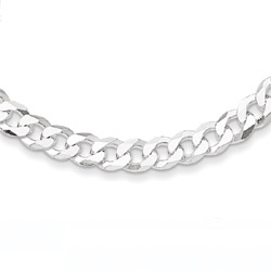 Silver 5.5mm Beveled Curb Link Necklace Chain - 16