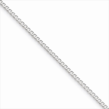 14K White Gold 2.5mm Light Weight Curb Link Necklace Chain - 18" length