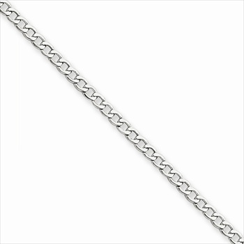 14K White Gold 3.35mm Light Weight Curb Link Necklace Chain - 18" length