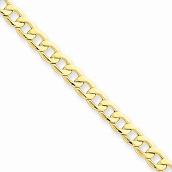 14K Yellow Gold 4.3mm Light Weight Curb Link Necklace Chain for Boys - 18