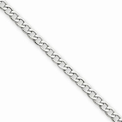 14K White Gold 3.35mm Light Weight Curb Link Necklace Chain - 20