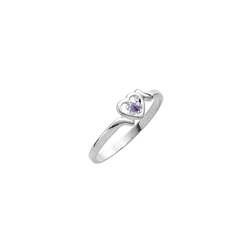 Sweetheart Birthstone Ring - June Birthstone - Genuine Rhodolite - 14K White Gold - Size 4½ Child Ring - BEST SELLER/