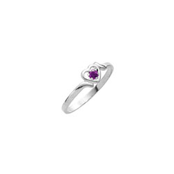 Sweetheart Birthstone Ring - February Birthstone - Genuine Amethyst - 14K White Gold - Size 4½ Child Ring - BEST SELLER/