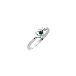 Sweetheart Birthstone Ring - May Birthstone - Genuine Emerald - 14K White Gold - Size 4½ Child Ring - BEST SELLER/
