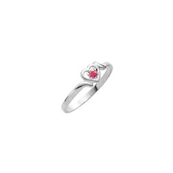 Sweetheart Birthstone Ring - July Birthstone - Genuine Ruby - 14K White Gold - Size 4½ Child Ring - BEST SELLER/