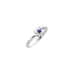 Sweetheart Birthstone Ring - September Birthstone - Genuine Blue Sapphire - 14K White Gold - Size 4½ Child Ring - BEST SELLER/