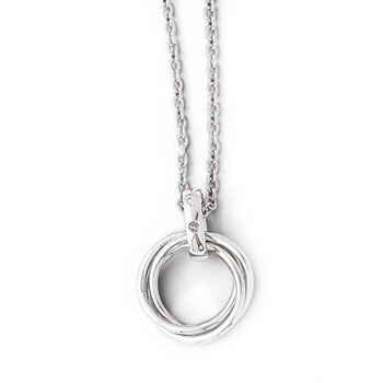 Teen Favorites - Sterling Silver Rhodium Teen Diamond Circle Necklace - 18-inch chain included