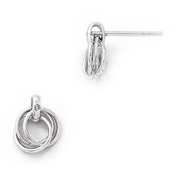 Teen Favorites - Sterling Silver Rhodium Teen Diamond Circle Earrings - Push-back posts - BEST SELLER