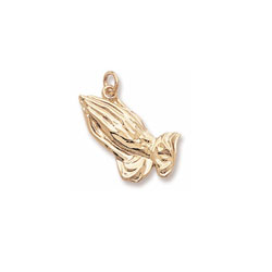 Rembrandt 10K Yellow Gold Praying Hands Charm – Engravable on back  - Add to a bracelet or necklace/