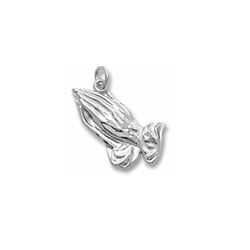 Rembrandt 14K White Gold Praying Hands Charm – Engravable on back  - Add to a bracelet or necklace/