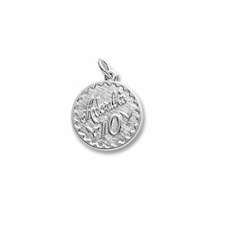 Adorable 10 - Birthday Girl - Large Round Sterling Silver Rembrandt Charm – Engravable on back - Add to a bracelet or necklace /