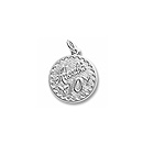Adorable 10 - Birthday Girl - Large Round Sterling Silver Rembrandt Charm – Engravable on back - Add to a bracelet or necklace 