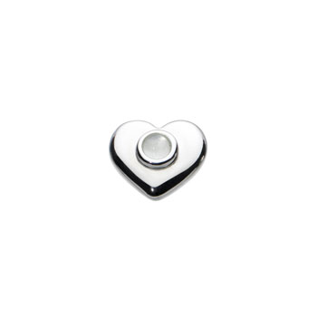 Birthstone Heart Charm Bead - June Birthstone - Genuine Moonstone - High-Polished Sterling Silver Rhodium - Add to a bracelet or necklace
