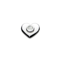 Birthstone Heart Charm Bead - June Birthstone - Genuine Moonstone - High-Polished Sterling Silver Rhodium - Add to a bracelet or necklace/