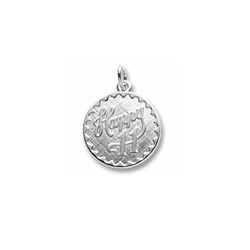 Happy 11 - Birthday Girl - Large Round Sterling Silver Rembrandt Charm – Engravable on back - Add to a bracelet or necklace /
