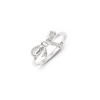 Princess Diamond Bow Ring - Genuine Diamonds - Sterling Silver Rhodium - Size 6 - BEST SELLER