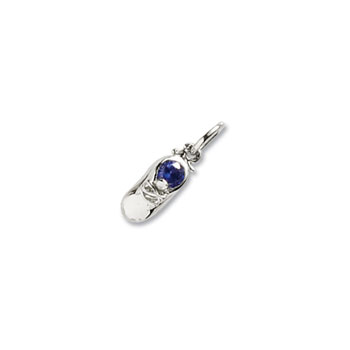 Rembrandt Sterling Silver Baby Shoe Charm - Synthetic Blue Sapphire September Birthstone – Add to a bracelet or necklace - BEST SELLER