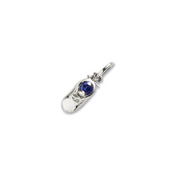 Rembrandt Sterling Silver Baby Shoe Charm - Synthetic Blue Sapphire September Birthstone – Add to a bracelet or necklace - BEST SELLER/