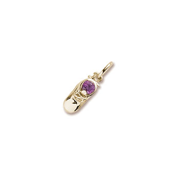 Gold Baby Shoe Charm - Synthetic Alexandrite June Birthstone