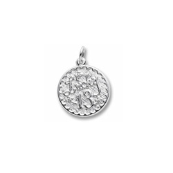 Lucky 13 - Birthday Girl - Large Round Sterling Silver Rembrandt Charm – Engravable on back - Add to a bracelet or necklace /