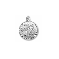 Darling 14 - Birthday Girl - Large Round Sterling Silver Rembrandt Charm – Engravable on back - Add to a bracelet or necklace /