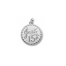Just 15 - Birthday Girl - Large Round Sterling Silver Rembrandt Charm – Engravable on back - Add to a bracelet or necklace/