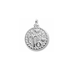 Sweet 16 - Birthday Girl - Large Round Sterling Silver Rembrandt Charm – Engravable on back - Add to a bracelet or necklace /