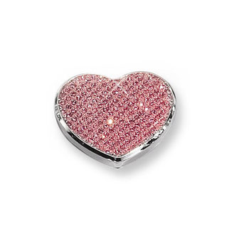 Ella - Pink Glitter Heart Silver-Plated Keepsake Backpack or Purse Mirror Just for Her - Engravable on back - BEST SELLER