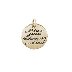 Rembrandt 10K Yellow Gold I Love You to the Moon and Back Charm – Engravable on back - Add to a bracelet or necklace /