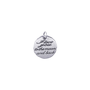 Rembrandt 14K White Gold I Love You to the Moon and Back Charm – Engravable on back - Add to a bracelet or necklace 