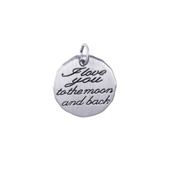 Rembrandt 14K White Gold I Love You to the Moon and Back Charm – Engravable on back - Add to a bracelet or necklace /