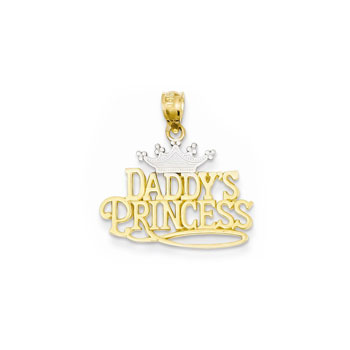 Daddy's Princess Pendant - 14K Yellow Gold and Rhodium - Chain Included